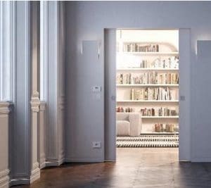 A pantry with shelves