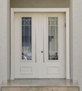 A white double door