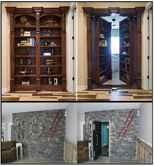 Hidden bookcase secret room door.
