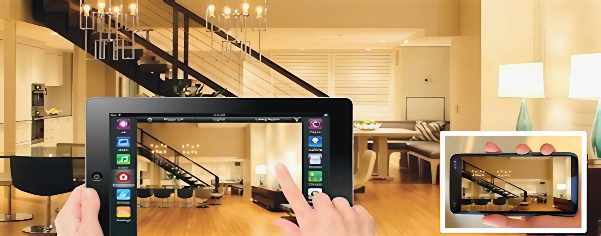 Smart home control via tablet and phone.