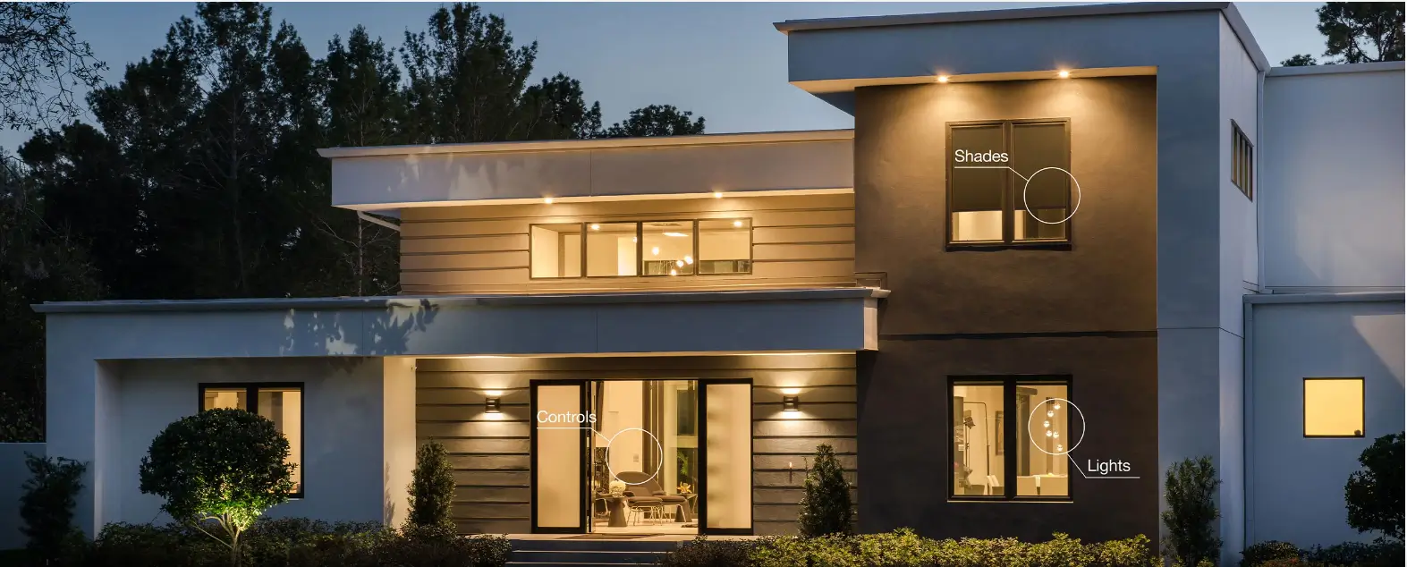 Smart home: lights, shades, and controls.